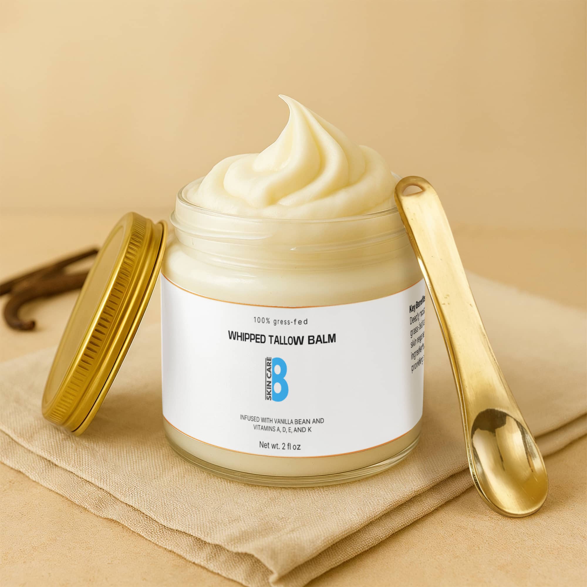 Whipped Grass-Fed Tallow Balm with Vanilla Bean